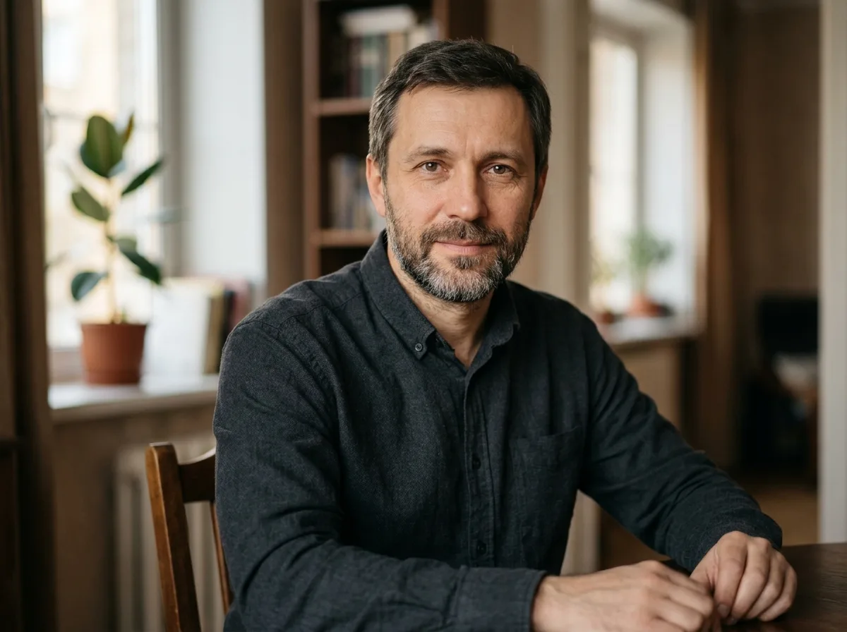 Портрет мужчины около 40 лет, спокойное выражение, тёмная рубашка — аватар для отзыва о вызове нарколога на дом в Екатеринбурге
